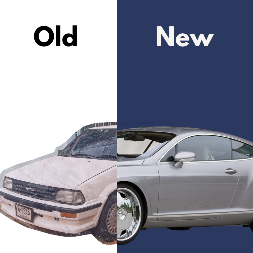 Navigating sad to happiness, old to new.